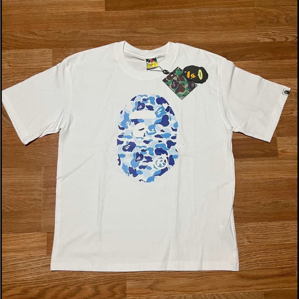 Bape White and Blue Camo Short Sleeve Tee
